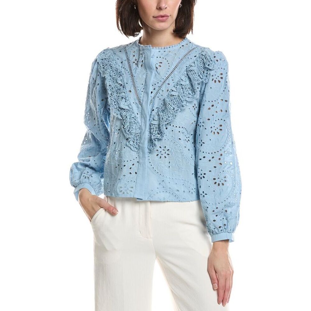 Hl Affair Womens Eyelet Top, Blue